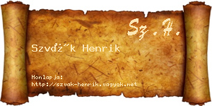 Szvák Henrik névjegykártya